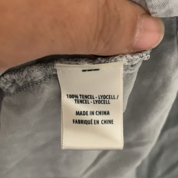 Cloth and Stone Gray Long Sleeve Tie Neck Shift Mini Dress - Picture 7 of 8